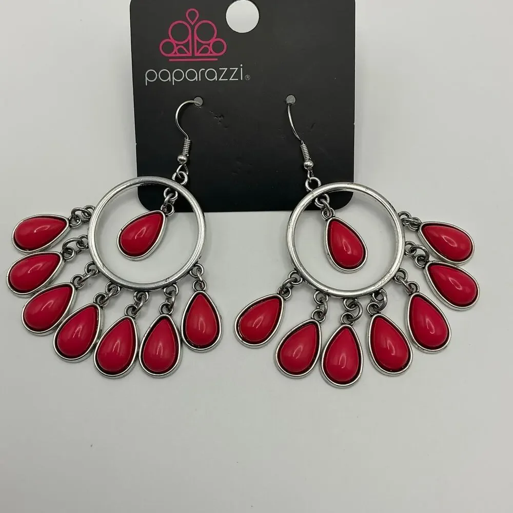 3/$25 - Hot Pink Teardrop Statement Earrings